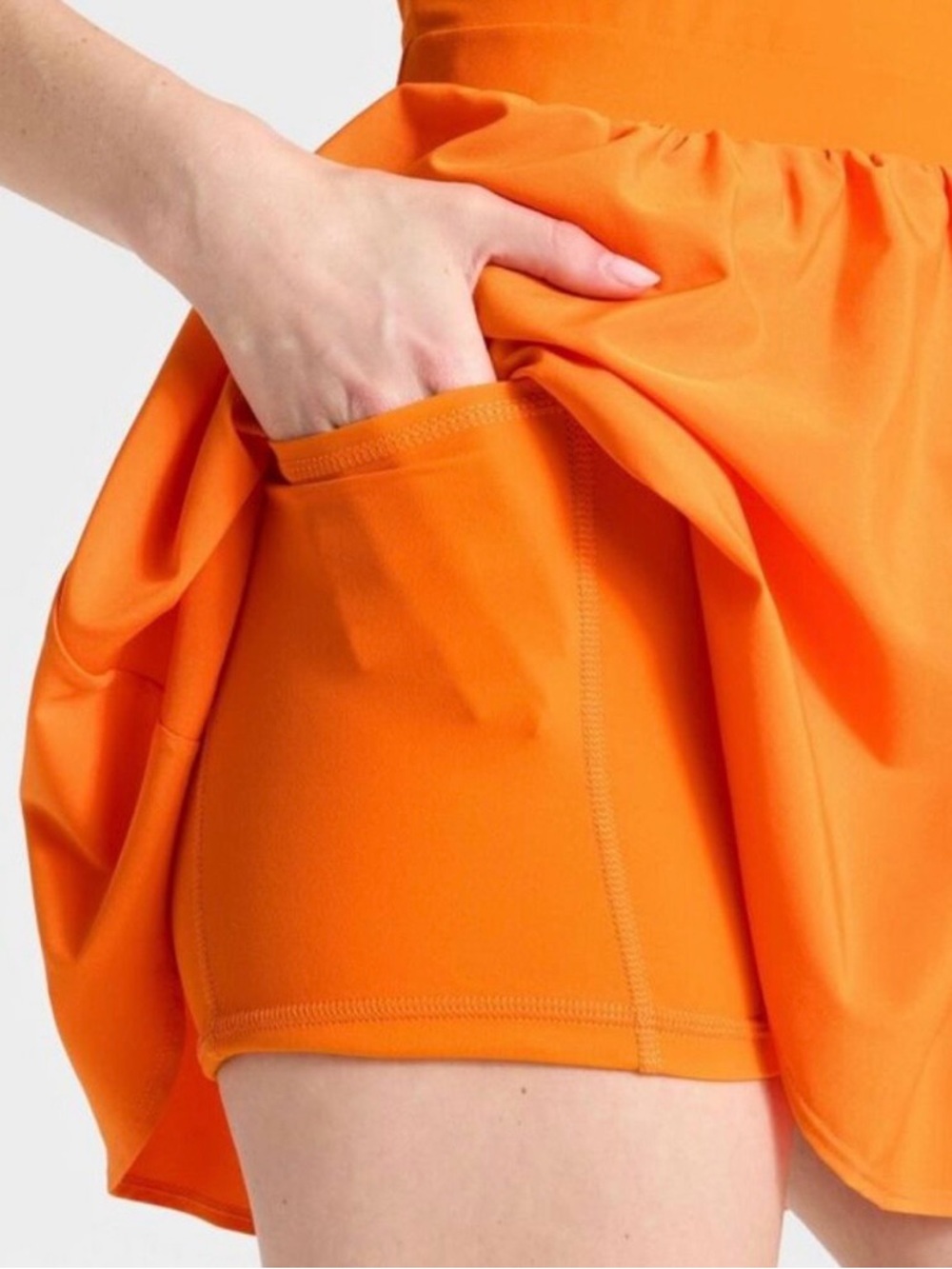 JoyLab Orange Scoop-Neck Mini Skater Dress - Picture 3 of 6